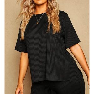 plus oversized side split ribbed tee